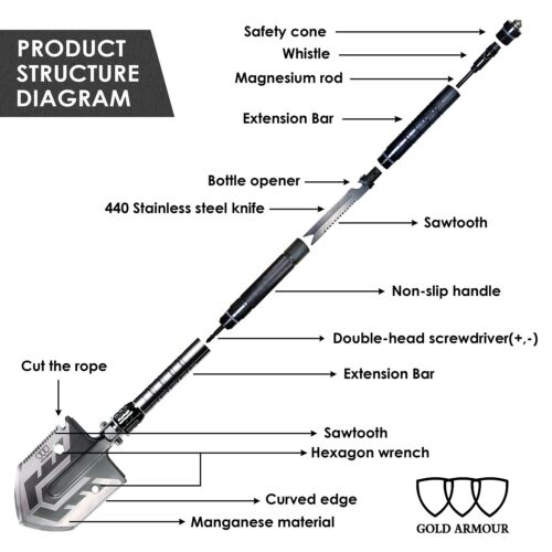 Ultimate X15 - Heavy Duty Multifunction (15-in-1) Shovel